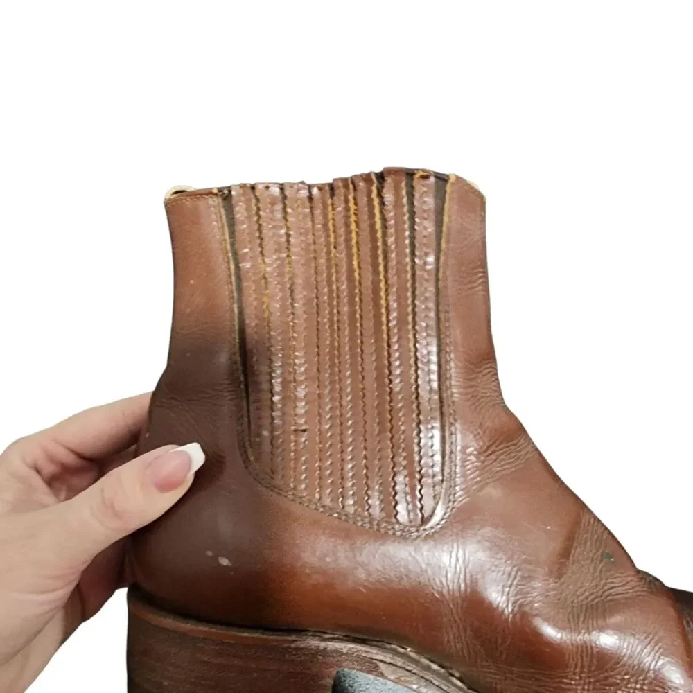 Potro Salvaje Brown Leather Ankle Boots Chelsea Western Riding Ranch‎ Boots